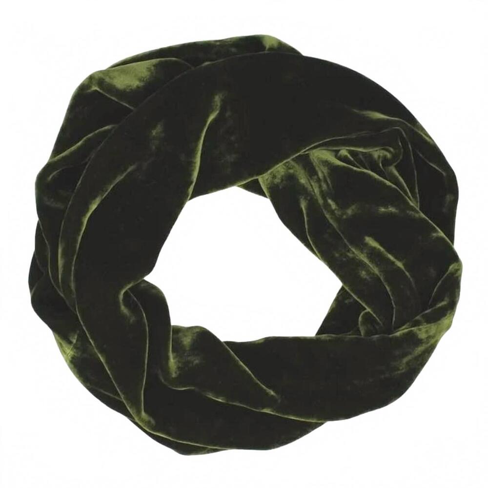 NEW DANA HERBERT women's silk velvet infinity scarf in pine green